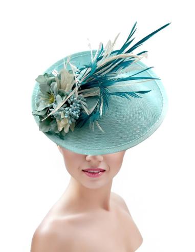 TOCADOS BODA AZULES CLARO DE PLUMAS Y FLORES SECAS | TOCADOS DIA