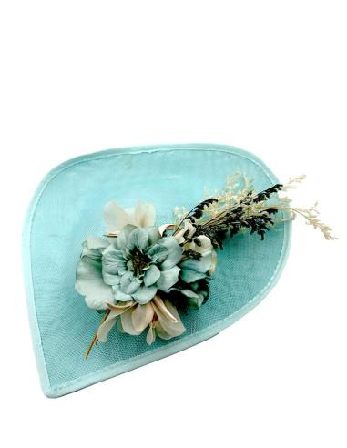 TOCADOS BODA AZULES CLARO CON FLORES SECAS | TOCADOS MUJER