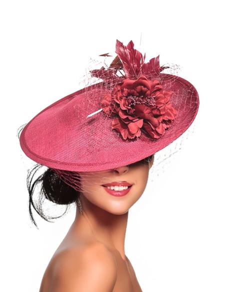 TOCADOS BODA DE DIA GRANATES CON PLUMAS Y FLORES | TOCADOS MUJER