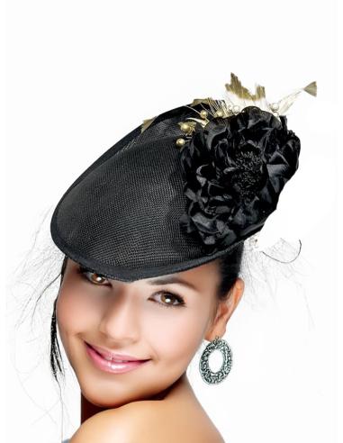 TOCADOS MUJER NEGROS Y DORADOS PARA BODAS | TOCADOS DIA
