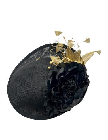 TOCADOS MUJER NEGROS Y DORADOS PARA BODAS | TOCADOS DIA