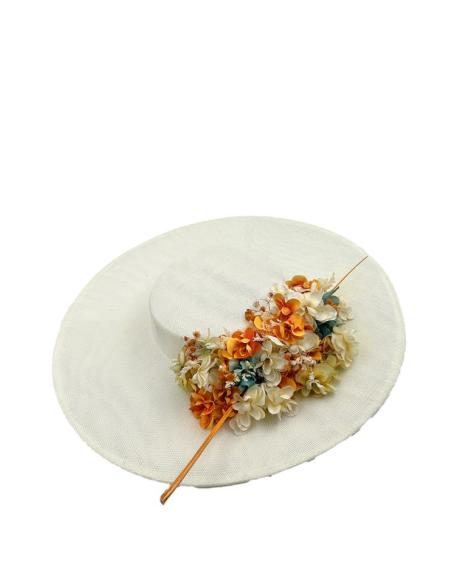 TOCADOS BODA BLANCOS ROTO CON ELEGANTES FLORES | PAMELAS DE DIA