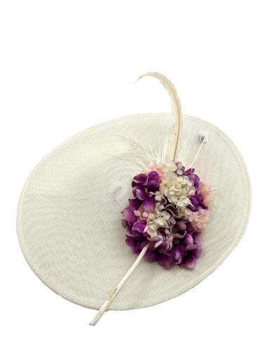 TOCADOS BLANCO ROTO Y MORADO CON FLORES SECAS | PAMELAS DIA