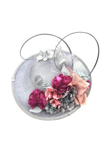 TOCADOS GRISES CON FLORES BUGAMBILIAS Y ROSAS | TOCADOS BODA