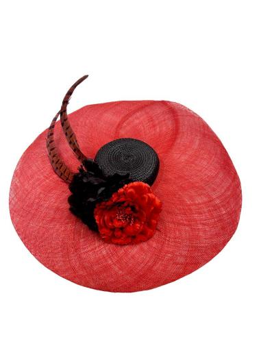 TOCADOS ROJOS Y NEGROS PAMELA PARA BODAS DE DIA | TOCADOS MUJER