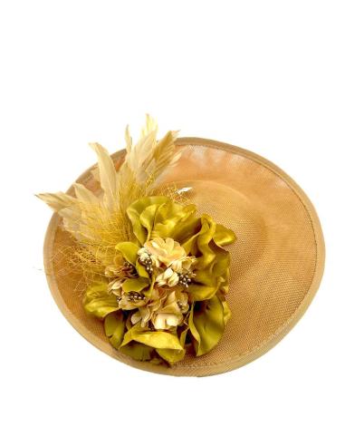 TOCADOS BODA MOSTAZAS CON PLUMAS Y FLORES | TOCADOS DIA