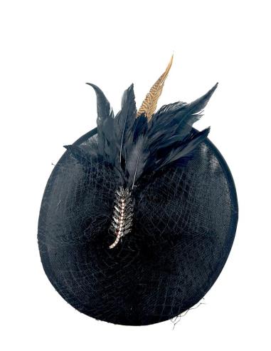 TOCADOS NEGROS PARA BODAS CON PLUMAS Y PEDRERIA | TOCADOS MUJER