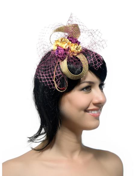 TOCADOS BODA PEQUEÑOS DORADOS Y MORADOS DE LAZADA | DIADEMAS FIESTA