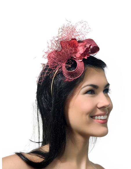 TOCADOS BODA PEQUEÑOS GRANATES DE LAZADA Y PETALOS | DIADEMAS FIESTA