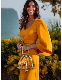 BOLSOS FIESTA NARANJAS BOMBONERAS BODA ESTAMPADAS | LIMOSNERAS MUJER 2