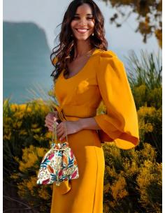 BOLSOS BEIGE CLARO DE MUJER LIMOSNERAS CON FLORES | BOMBONERAS BODAS 2
