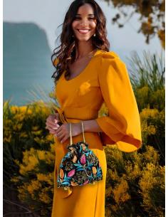 BOLSOS NEGROS DE MUJER LIMOSNERAS BODA CON FLORES | BOMBONERAS BODAS 2