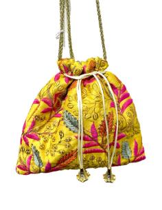 BOLSOS MUJER AMARILOS LIMOSNERAS BODA CON FLORES | BOMBONERAS BODAS