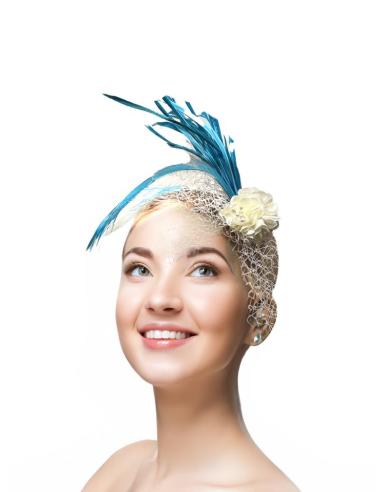 DIADEMAS TURQUESAS Y BLANCO ROTO PARA BODAS | ACCESORIOS INVITADA