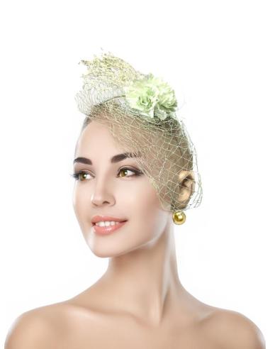 DIADEMAS MUJER DE BODA VERDES AGUA FLOR Y PLUMAS | ACCESORIOS INVITADA