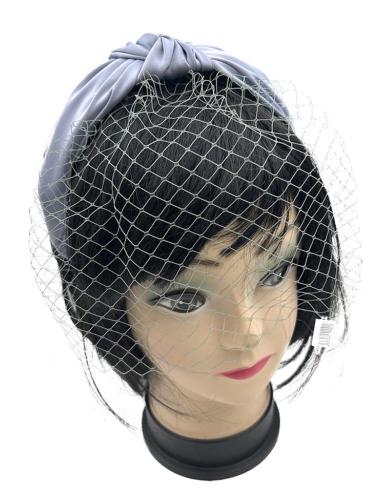 DIADEMAS MUJER GRISES PARA BODA CON REDECILLA | ACCESORIOS INVITADA
