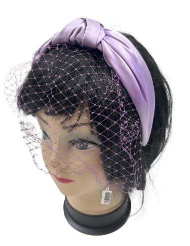 DIADEMAS MUJER PARA BODAS LILAS CON REDECILLA | ACCESORIOS INVITADA