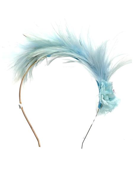 DIADEMAS AZULES CLARO CON PLUMAS PARA BODAS | TOCADOS MUJER