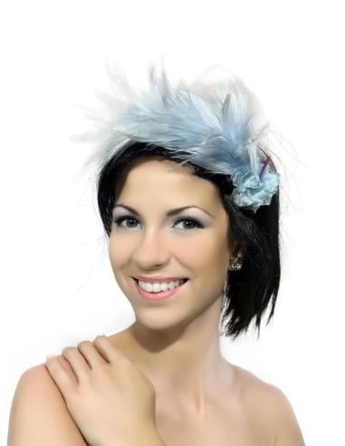 DIADEMAS AZULES CLARO CON PLUMAS PARA BODAS | TOCADOS MUJER