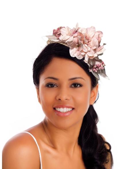 DIADEMAS INVITADA BODA ROSAS Y LILAS CON FLORES | TOCADOS MUJER