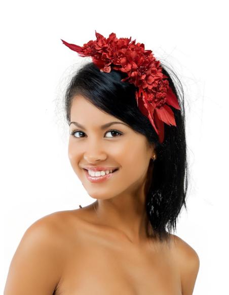 DIADEMAS INVITADA BODA ROJAS DE PLUMAS Y FLORES | TOCADOS MUJER
