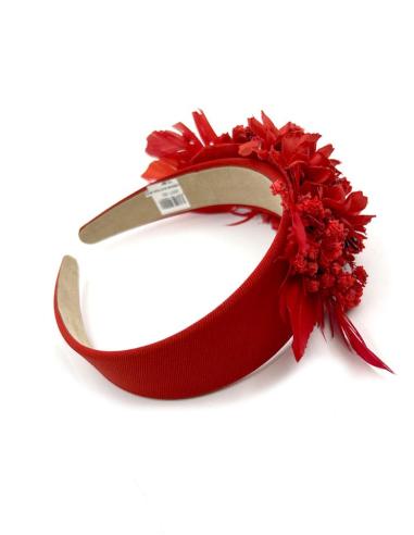 DIADEMAS INVITADA BODA ROJAS DE PLUMAS Y FLORES | TOCADOS MUJER