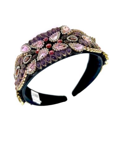 DIADEMAS ROSAS CORAL Y MORADO CIRUELA DE PEDRERIA | DIADEMAS MUJER BODAS