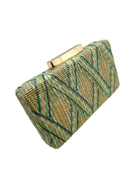 BOLSOS BODA VERDES ESTILO RAFIA CLUTCH ESTAMPADO | BOLSOS DE FIESTA