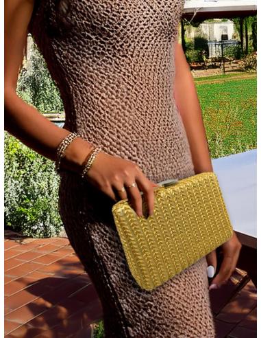 BOLSOS MOSTAZAS DE INVITADA DE BODAS TEJIDO ESPIGA | BOLSOS DE FIESTA