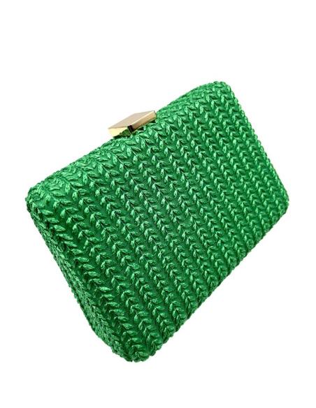 BOLSOS VERDES DE INVITADA DE BODAS TEJIDO ESPIGA | BOLSOS DE FIESTA