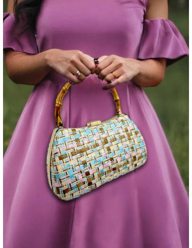 BOLSOS RAFIA AZULES ROSAS BEIGE Y MARRONES DE ASA | BOLSOS BODA