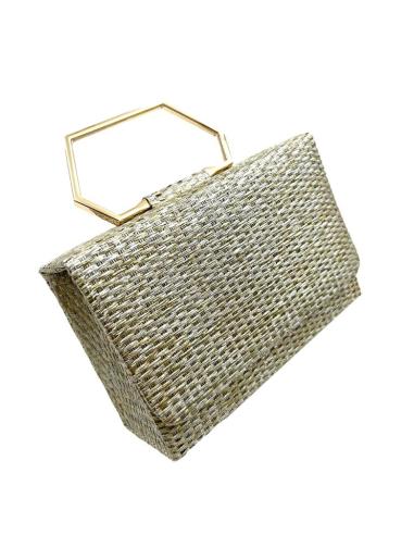 BOLSOS DORADOS ESTILO RAFIA CON ASA RIGIDA | BOLSOS INVITADA