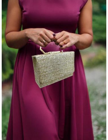 BOLSOS DORADOS ESTILO RAFIA CON ASA RIGIDA | BOLSOS INVITADA