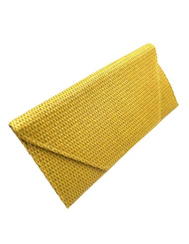 BOLSOS BODA MOSTAZAS CARTERA ELEGANTE TIPO RAFIA | BOLSOS DE FIESTA