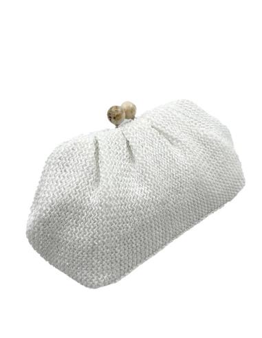BOLSOS MUJER BLANCOS TEXTURA RAFIA IDEAL BODAS | BOLSOS FIESTA INVITADA