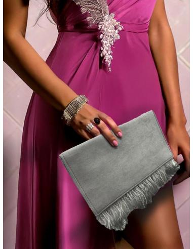 BOLSOS GRISES PARA BODAS CARTERAS CON PLUMAS | BOLSOS DE FIESTA