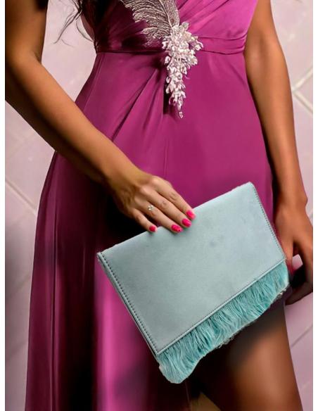BOLSOS AZULES AGUA PARA BODAS CARTERAS CON PLUMAS | BOLSOS DE FIESTA