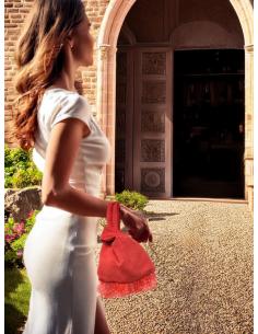BOLSOS FIESTA ROJOS DE MANO NUDO JAPONES Y PLUMAS | BOLSOS BODA 2