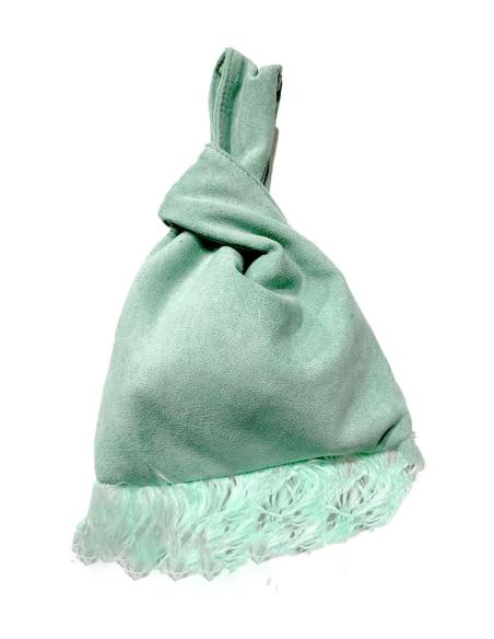 BOLSOS VERDES AGUA DE MANO NUDO JAPONES Y PLUMAS | BOLSOS BODA