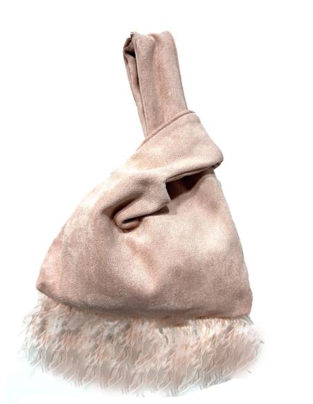 BOLSOS FIESTA ROSAS DE MANO NUDO JAPONES Y PLUMAS | BOLSOS BODA