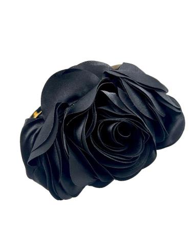 BOLSOS NEGROS ELEGANTES FLOR VISTOSA Y BOQUILLA | BOLSOS DE FIESTA