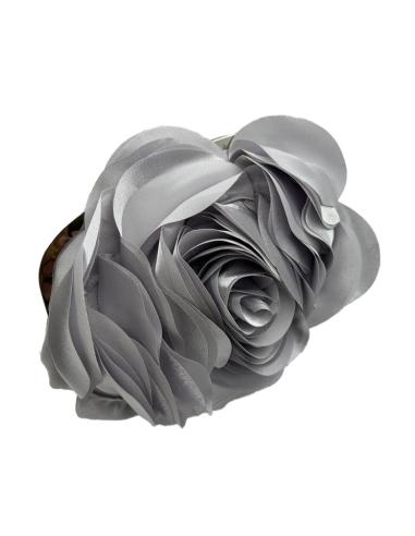 BOLSOS GRISES ELEGANTES FLOR VISTOSA Y BOQUILLA | BOLSOS DE FIESTA