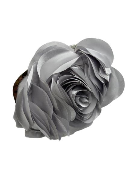 BOLSOS GRISES ELEGANTES FLOR VISTOSA Y BOQUILLA | BOLSOS DE FIESTA