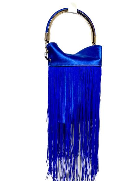 BOLSOS BODA AZULONES DE ASA RIGIDA Y FLECOS SEDA | BOLSOS DE FIESTA