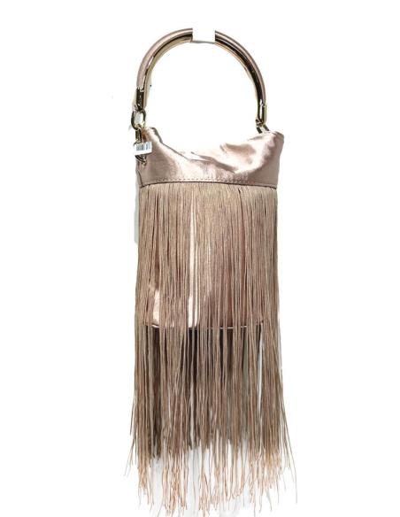 BOLSOS BODA ROSAS DE ASA RIGIDA Y FLECOS SEDA | BOLSOS DE FIESTA