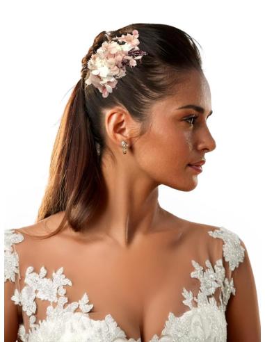 PEINETAS BODA ROSAS PASTEL CON FLORES SECAS | TOCADOS MUJER