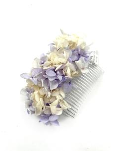 PEINETAS BODA LILAS Y BLANCAS CON FLORES SECAS | TOCADOS MUJER