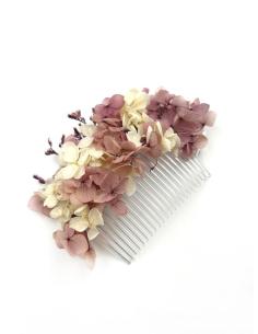 PEINETAS BODA ROSAS Y BEIGE CON FLORES SECAS | TOCADOS MUJER