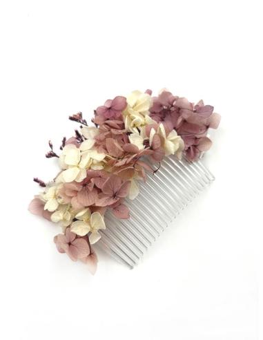 PEINETAS BODA ROSAS Y BEIGE CON FLORES SECAS | TOCADOS MUJER