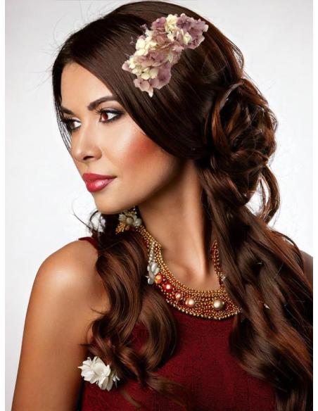PEINETAS BODA ROSAS Y BEIGE CON FLORES SECAS | TOCADOS MUJER
